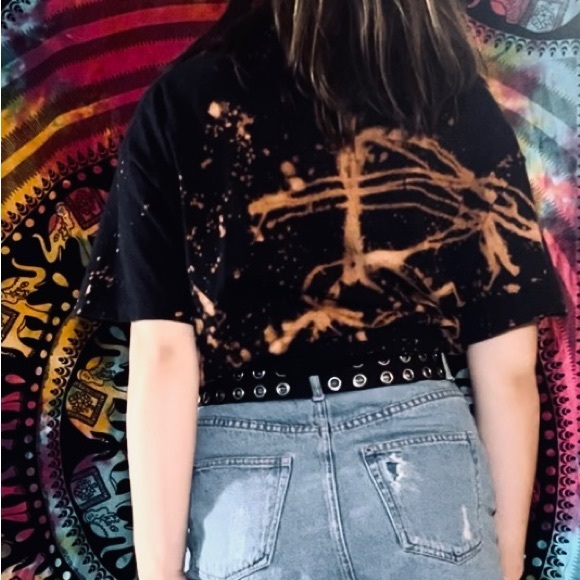 Black AC/DC bleach painted t-shirt - Picture 6 of 8